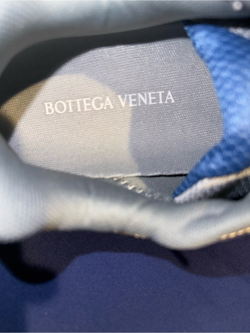 Bottega Veneta Blue Leather Sneaker with Knit Tongue